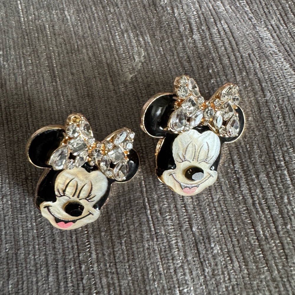 Disney x Baublebar Minnie Mouse Clear Sparkly Crystal Bow Stud Earrings 💎